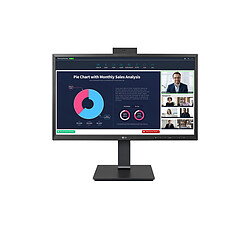 ECRAN LG 24" Noir 24BP750C-B 16:9 IPS 5ms FHD 1920×1080 250cd/m2 HDMI DP 2xUSB Webcam 2MP et micro intégrés Inclinaison/Réglable hauteur/Orientation