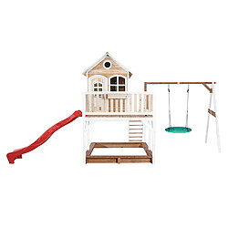 Axi House Liam Maisonnette, avec balançoire Nid "Summer" marron/blanc - Toboggan Rouge
