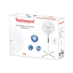 Techwood 40 Watts Ventilateur Sur Pied 40cm - 3 Vitesses De Ventilation - Reglage : - Hauteur - Oscillation - Orientation