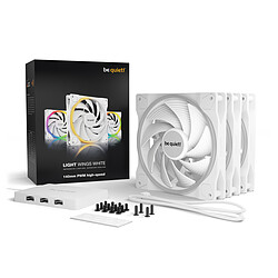 be quiet! LIGHT WINGS White - HIGH-SPEED - Triple-Pack 140mm ARGB/PWM - BLANC  pas cher