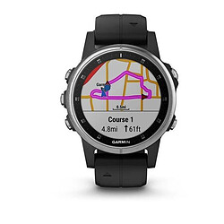 Garmin Fenix 5S Plus Argent - 42 mm - Bracelet Noir Montre GPS multisports haut de gamme avec moniteur de fréquence cardiaque au poignet