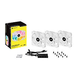 Corsair Trois ventilateurs PWM 120mm iCUE SP120 RGB ELITE Performance blanc avec Lighting Node CORE pas cher