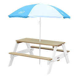 Avis Axi Nick Table Picnic marron/blanc - avec Parasol bleu/ blanc