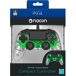 Nacon Manette filaire Officielle PS4 Compact Transparente VERT