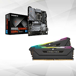 Gigabyte Pack B660 GAMING X DDR4 + Vengeance RGB PRO SL - 2 x 8 Go - DDR4 3600 MHz C18 - Noir