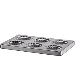 Kitchenaid Accessoire robot patissier - moule 6 mini tartelettes avec base amovible Moule 6 mini tartelettes avec base amovible - Revêtement anti-adhésif - Aluminium - Rectangulaire