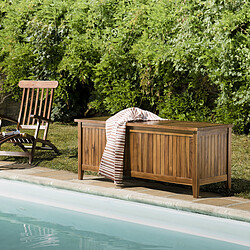 MACABANE Coffre de jardin piscine HANNA en bois teck huilé 165x55cm