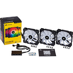 Corsair iCUE SP120 PRO - RGB - Kit de 3 ventilateurs - 12 cm + Contrôleur Lightning Node Core Ventilateurs pour boitier PC - 3 ventilateurs 12 cm