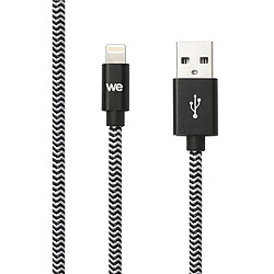 WE Câble en Nylon tréssé USB vers Lightning 2m Compatible avec iPhone Se 2020 11 Pro Max XR X XS Max 8 Plus 7 Plus 6S Plus 6 5S 5 iPad - Noir