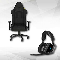 Corsair TC100 RELAXED Fabric (tissu) - Noir  Inclinable + VOID Pro RGB ELITE Wireless (noir) - Sans fil