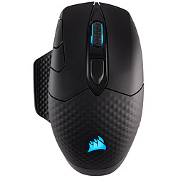 Corsair Dark Core - RGB Souris gamer - Rétroéclairée - Sans fil - Bluetooth - capteur laser - 16000 dpi - 5 boutons - Droitier et gaucher - Noire