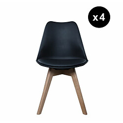 3S. x Home Lot de 4 chaises scandinaves coque rembourée - noir