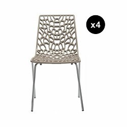 3S. x Home Lot De 4 Chaises Design Taupe Traviata 