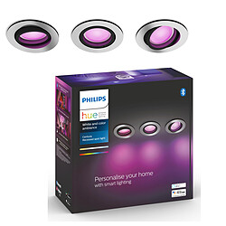 Philips Hue Pack de 3 spots d'intérieur encastrés connectés CENTURA - White & Color Ambiance - Aluminium - 3x5.7W