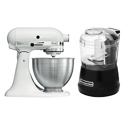 Classic robot pâtissier 4.3 litres - Blanc Mat + Hachoir Kitchenaid 5KFC3515 Noir