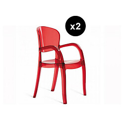 3S. x Home Lot De 2 Chaises Design Rouge Transparente VICTOR 