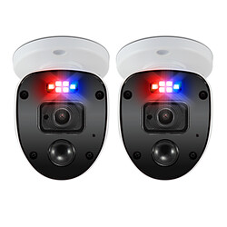 Swann 2 caméras de sécurité Enforcer Ajouter aux enregistreurs vidéo numériques compatibles - Vidéo Full HD 1080p - Témoins lumineux d'avertissement de type Police - Vision nocturne couleur complète