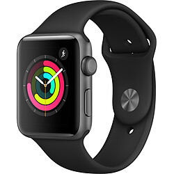 Apple Watch 3 - 42 - Alu noir / Bracelet Sport noir