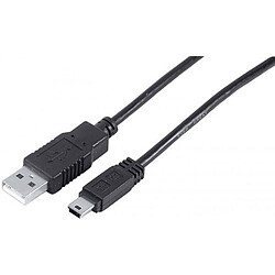 Cable USB 2.0 Hi-Speed, type A mâle / mini USB type B 5 contacts mâle, 1m50