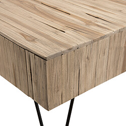 Acheter MACABANE Table Basse CLEMENCE Bois Nature 2 Tiroirs Branches Teck - Pieds Épingles Scandi Métal