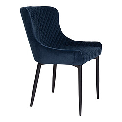 Avis House Nordic Chaise Velours Bleu Et Pieds Noirs BOSTON