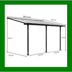 MIRELA - Pergola murale - 15,38 m² - Alu - Anthracite.