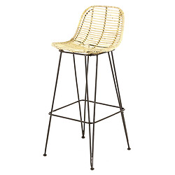 3S. x Home Tabouret De Bar Ethnique En Kubu et Métal Ivoire YUNDI