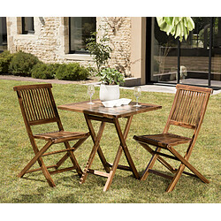 MACABANE Salon de jardin HANNA en bois teck huilé 2 personnes - ensemble de jardin : 1 table carrée pliante 70 x 70 cm et 2 chaises