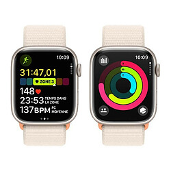 Apple Watch Series 9 GPS + Cellular 45 mm, boîtier en aluminium Stellaire avec boucle Sport Stellaire pas cher