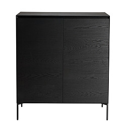 Avis MACABANE Buffet noir 2 portes 3 étagères pieds métal noir MAXENDRE