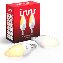 Innr Ampoule connectée E14 - Blanc variable - ZigBee 3.0 - Pack de 2 2x ampoules E14 - Blanc variable 2200K à 5000K - Intensité variable - 5,3W - équivalent 50W - Compatible Philips Hue