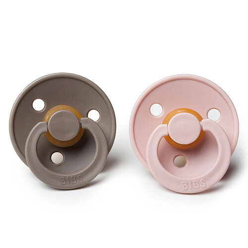 Bibs Lot de 2 Sucettes Rondes Colour Blush et Dark Oak - 6/18 Mois