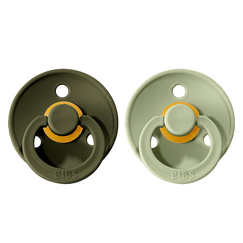 Bibs Lot de 2 Sucettes Rondes Colour Sage & Hunter Green - 0/6 Mois