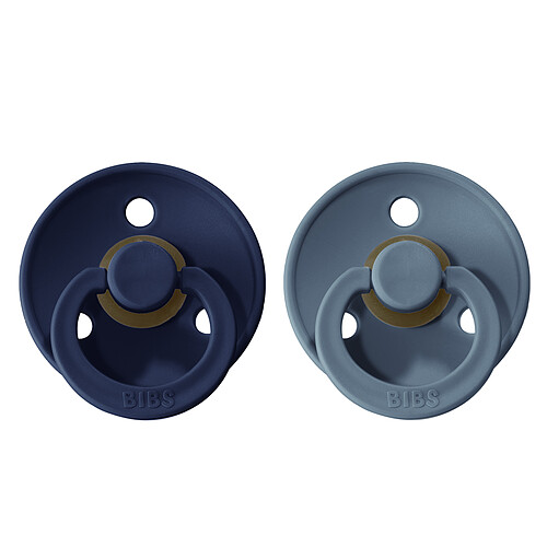Bibs Lot de 2 Sucettes Rondes Colour Deepspace & Petrol - 6/18 Mois