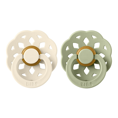 Bibs Lot de 2 Sucettes Rondes Boheme Ivory & Sage - 6/18 Mois