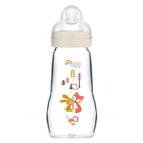 MAM Biberon Verre Colors of Nature Blanc - 260 ml