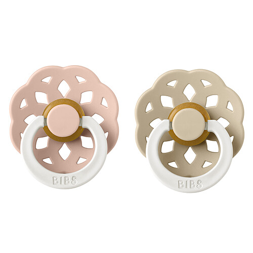 Bibs Lot de 2 Sucettes Rondes Boheme Glow Blush & Vanilla - 0/6 Mois