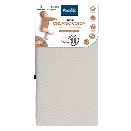 Candide Matelas Organic Coton - 60 x 120 cm