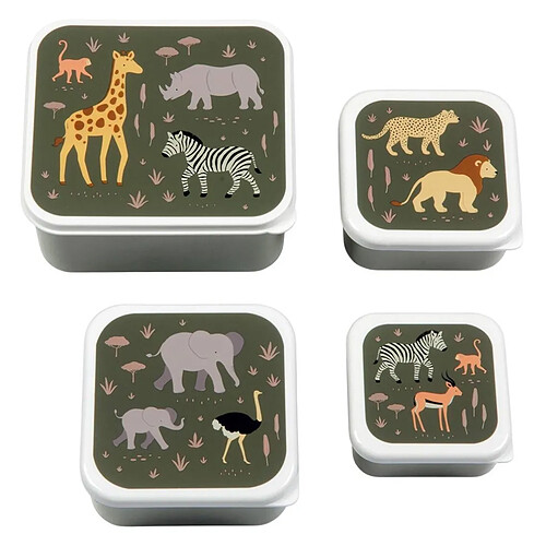 A Little Lovely Company Lot de 4 Boîtes à Goûter - Savane