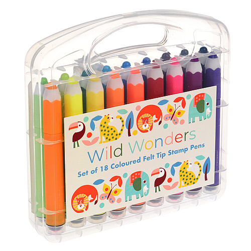 Rex London Lot de 18 Feutres à Tampons Wild Wonders