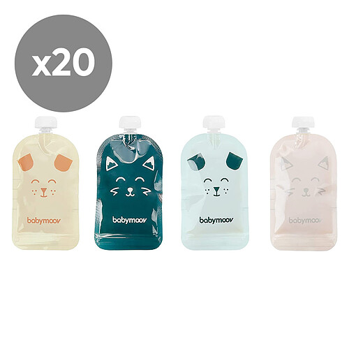 Babymoov Lot de 20 Gourdes Réutilisables ISY POUCHES - 150 ml
