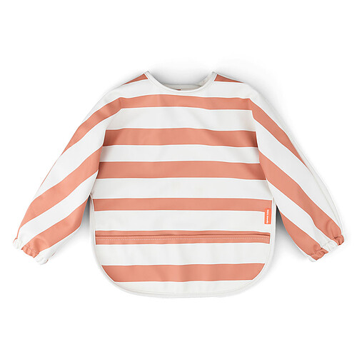 Done by Deer Bavoir à Manches avec Poche Rayures Papaye - 6/18 Mois