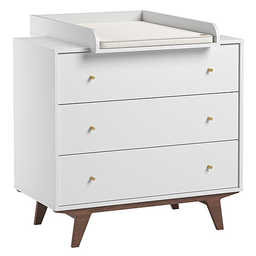 Vox Meubles Commode et Plan à Langer Mid II - Blanc et Noyer