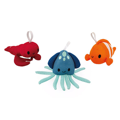 Janod Lot de 3 Eponges de Bain Animaux Marins