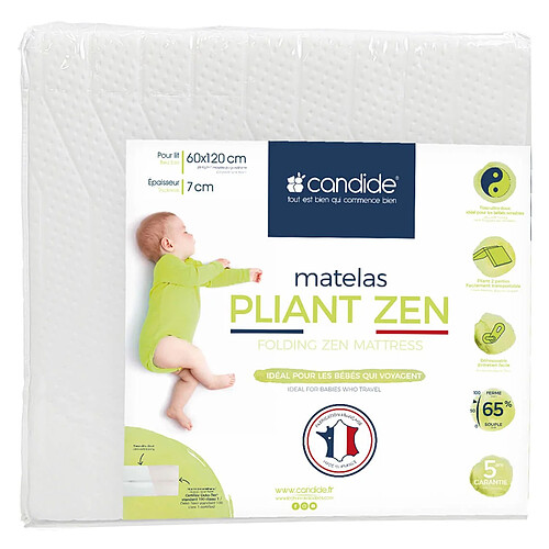 Candide Matelas Pliant Zen - 60 x 120 cm - Oeko-Tex