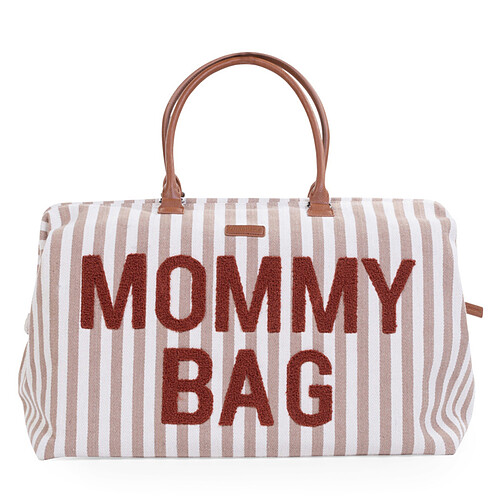 Childhome Mommy Bag Large - Rayures Nude Terracotta