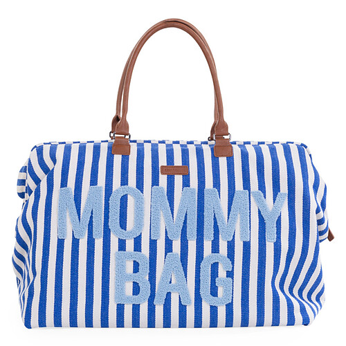 Childhome Mommy Bag Large - Rayures Bleu Electrique Bleu Clair