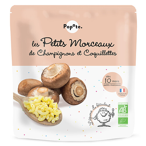 Popote Les Petits Morceaux Champignons et Coquillettes - 190 g