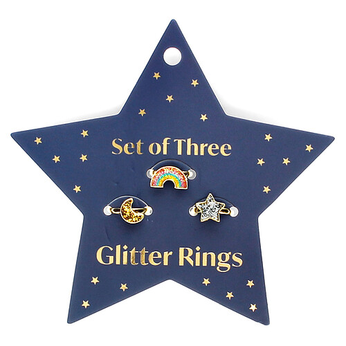 Rex London Lot de 3 Bagues Pailletées - Etoile