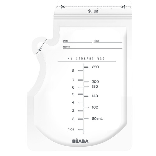 BÉABA Lot de 50 Sachets de Conservation pour Lait Maternel - 250 ml